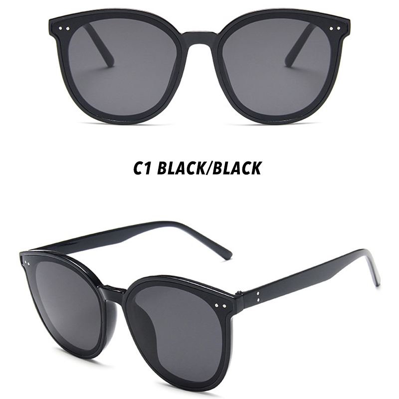 （YUZHU）COD Bayar di Tempat Korean Design SOLO Kacamata Hitam Wanita/Pria Bulat Mata Kucing Sunglasses