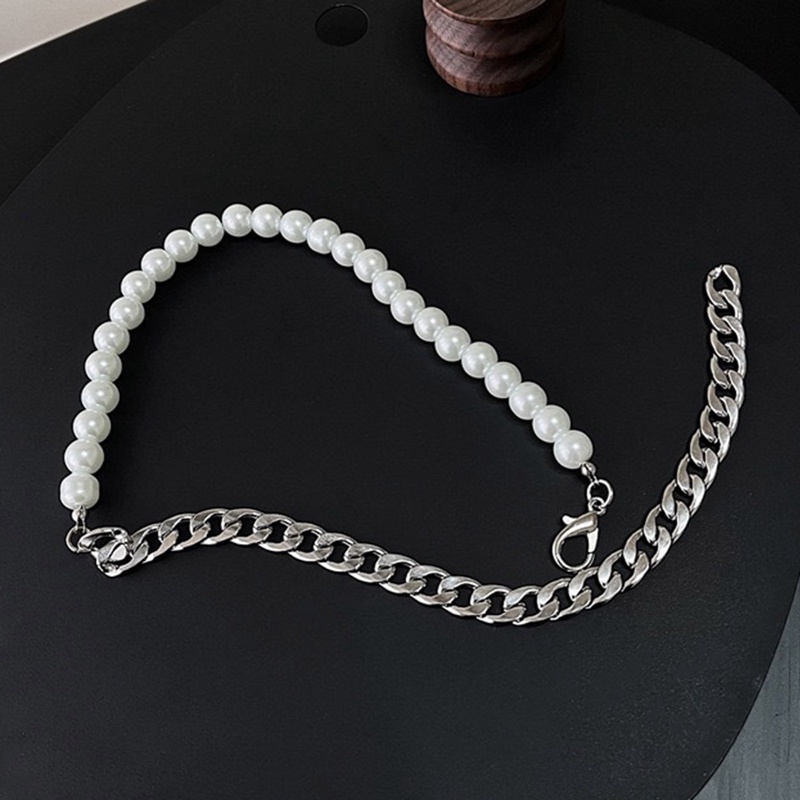 Kalung Rantai Manik-Manik Mutiara Gaya Hip Hop Punk Untuk Pria Dan Wanita