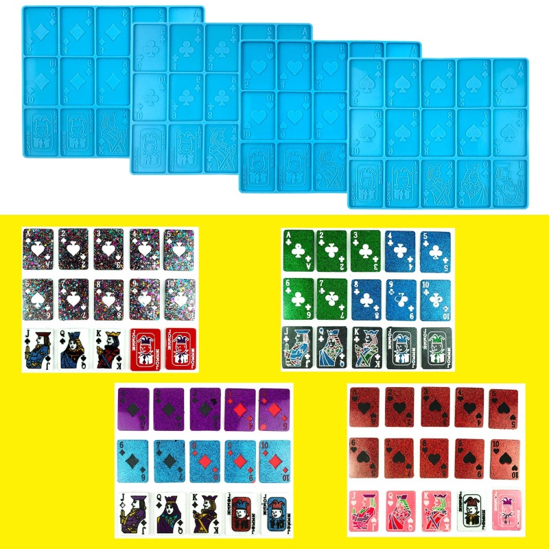 SIY 15 Sheets Resin Mold Silicone Playing Card Mold for Resin Casting Silicone Epoxy Molds for DIY Personalized Card Gam