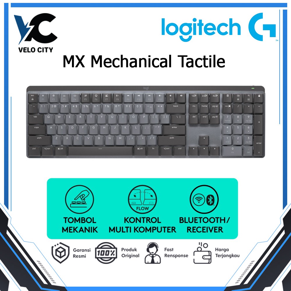 Logitech MX Mechanical Tactile Keyboard Wireless Bluetooth Backlit Garansi Resmi 1 Tahun