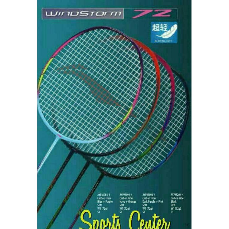 Terlaris New  Raket Badminton Lining Windstorm 72 / Ws 72 / Windstrom72 (6U)