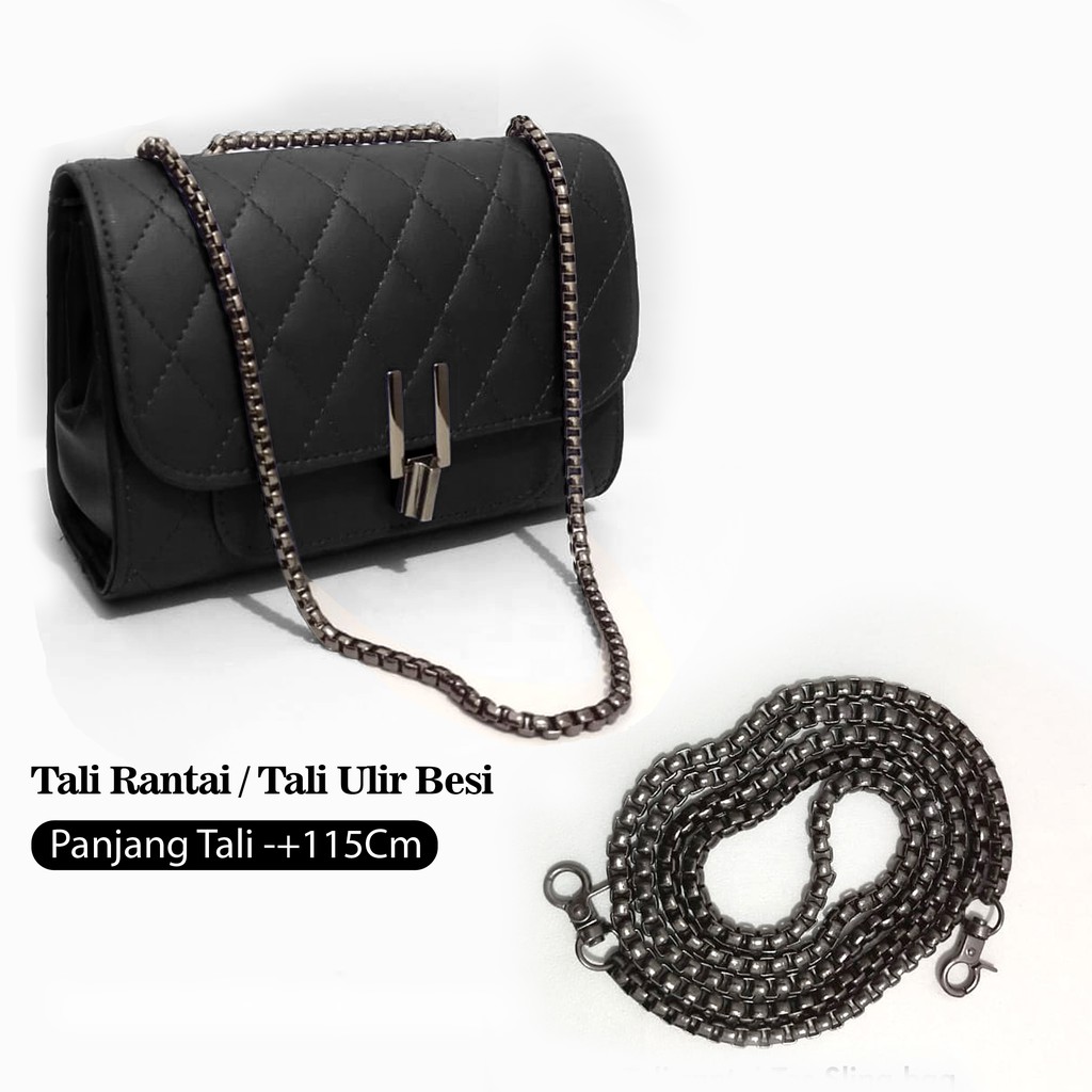 Tali Rantai gold sling bag rante panjang black nickel strap tas selempang tali tas pesta longstrap