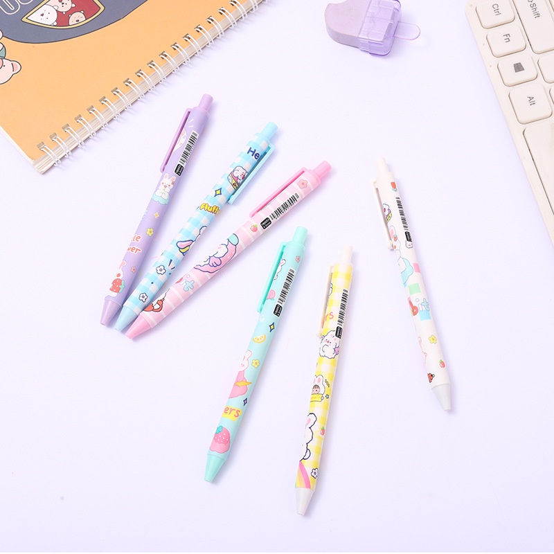 1pc Isi Ulang Pulpen Gel 0.5mm Motif Kartun Warna Acak Untuk Sekolah / Kantor