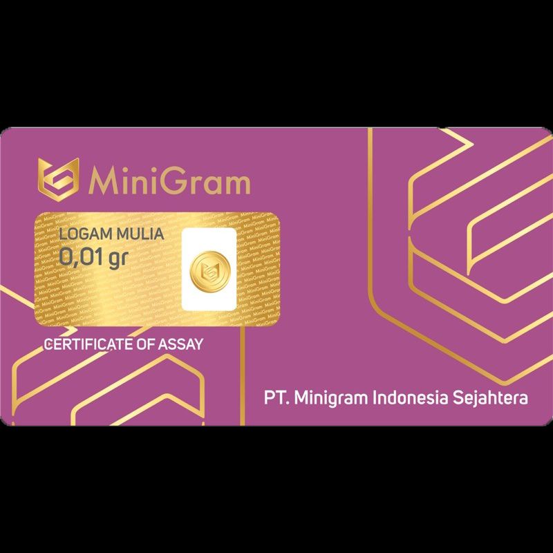 Minigram 0.01 Gram Emas Batangan Bersertifikat Murni 24 Karat