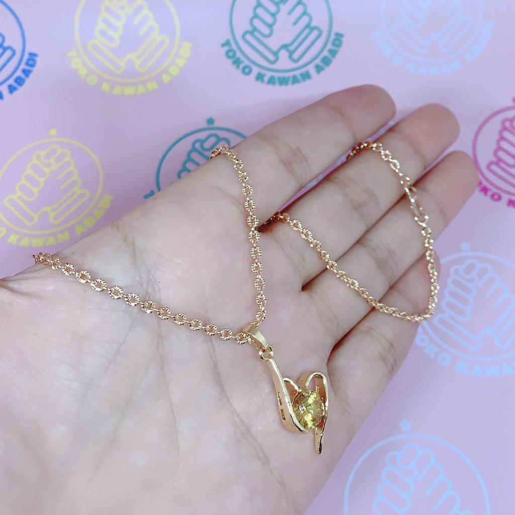 Kalung Xuping Gold Perhiasan Fashion Wanita Model Nori liontin Love Gold *26