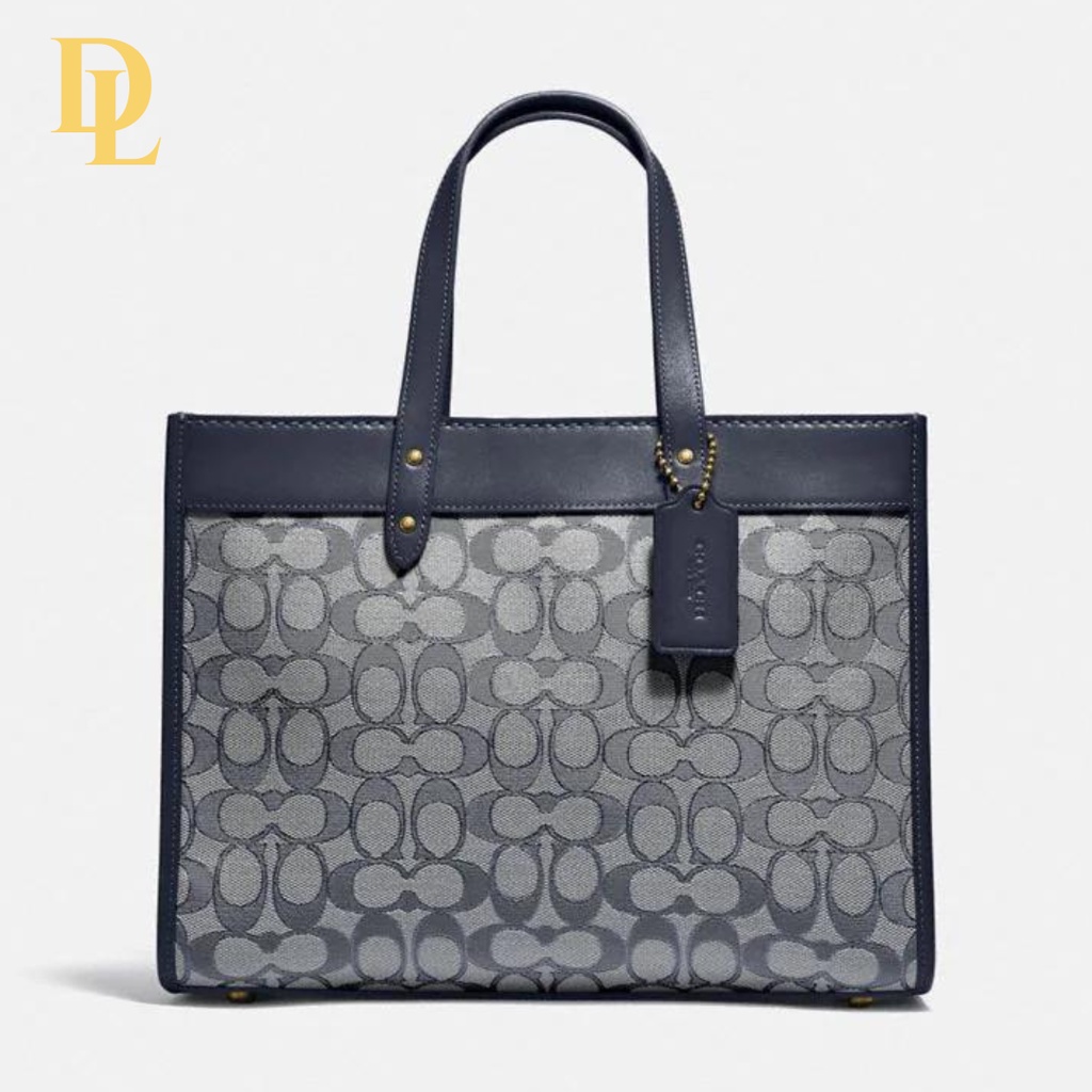 COACH Field Tote 30 In Signature Jacquard - Navy (C3282)