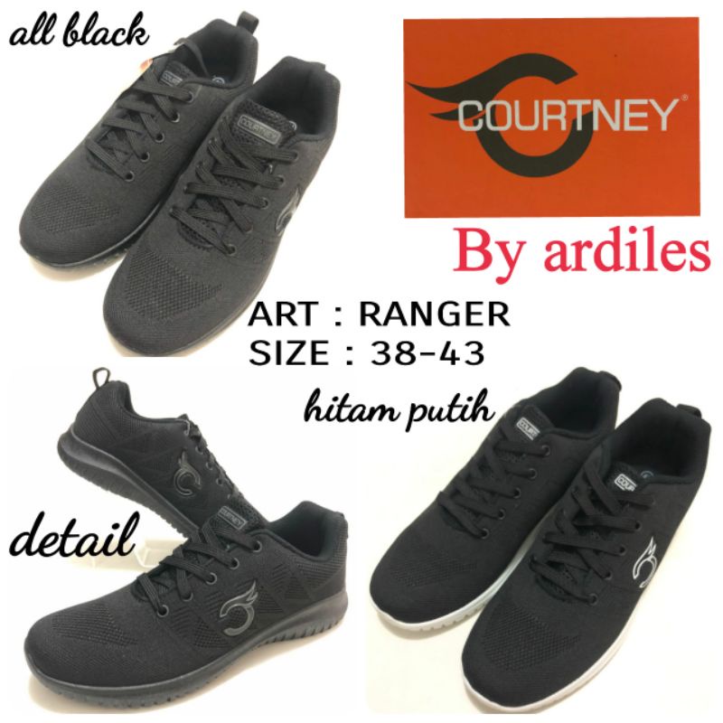 SEPATU SEKOLAH Merk Courtney Tipe Ranger Size 38-43 ALL BLACK DAN HITAM PUTIH