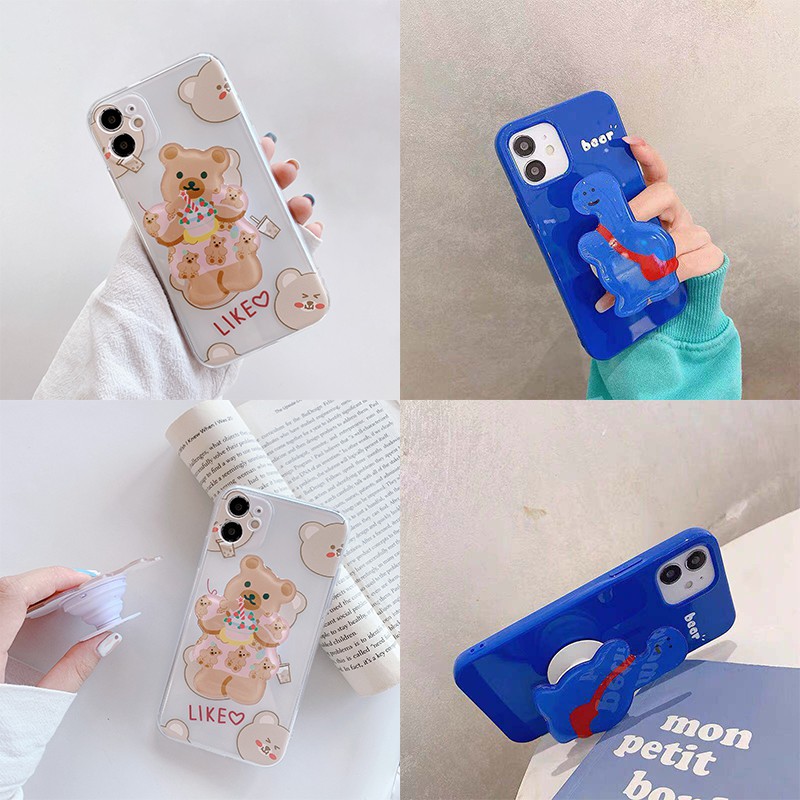 Popsocket Hp Bentuk Kartun Dinosaurus / Beruang / Kue Bahan Akrilik