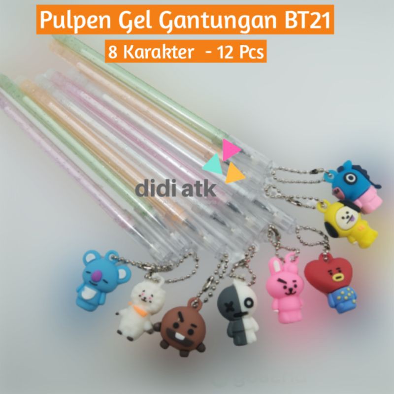 

(12Pcs) Pulpen Gel Karakter Bts Bt21 0.38mm