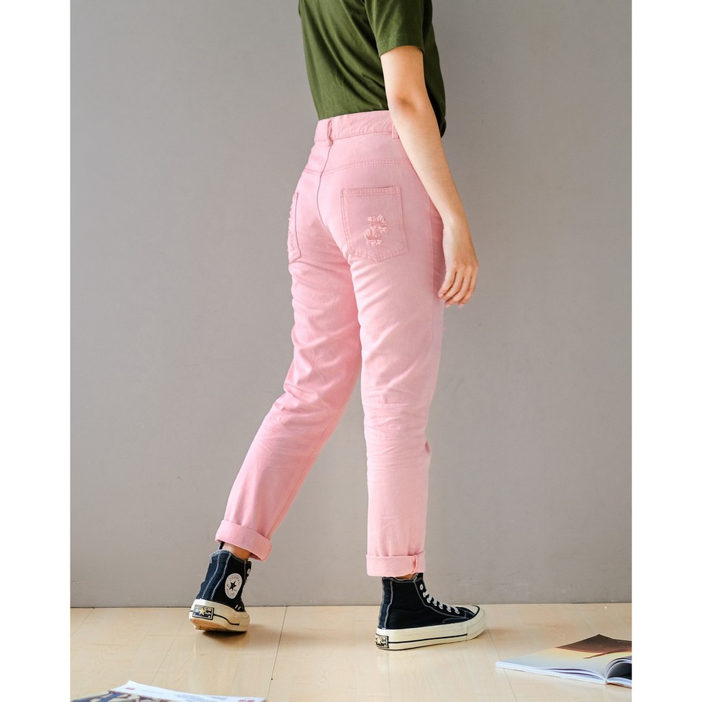 Myrubylicious ASH RIPPED COLOUR PANTS PINK