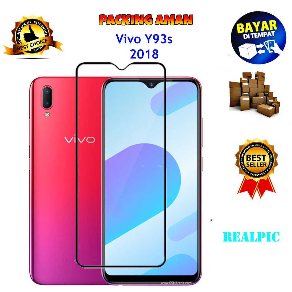 Tempered Glass Vivo Y93s 2018 Full Cover / Full Screen Protector Anti Gores