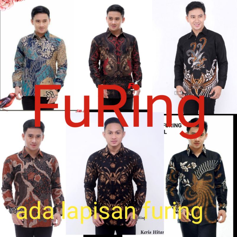 grosir kemeja furing pria batik lengan panjang furing.baju kantor' diskon