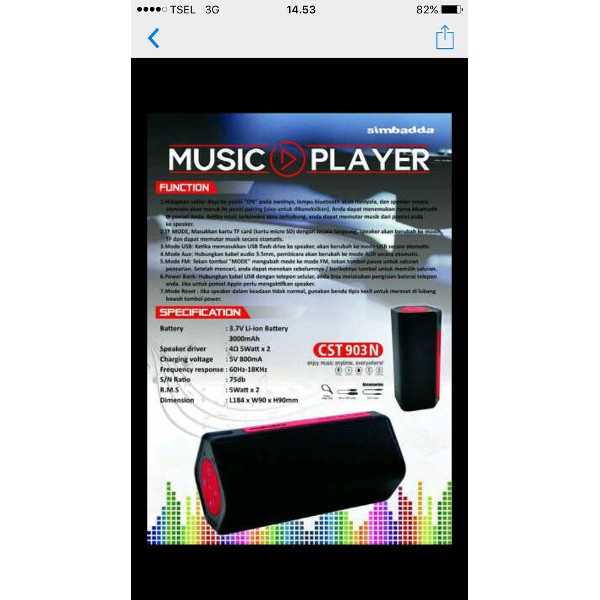Speaker Bluetooth Murah Simbadda Cst 903N