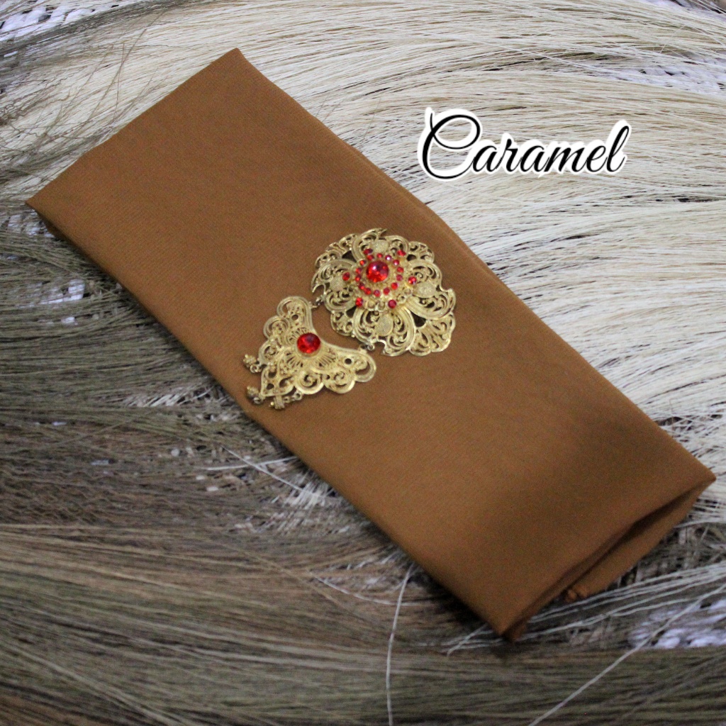 Selendang Sifon Hycon | Selendang Bali | Senteng-Caramel