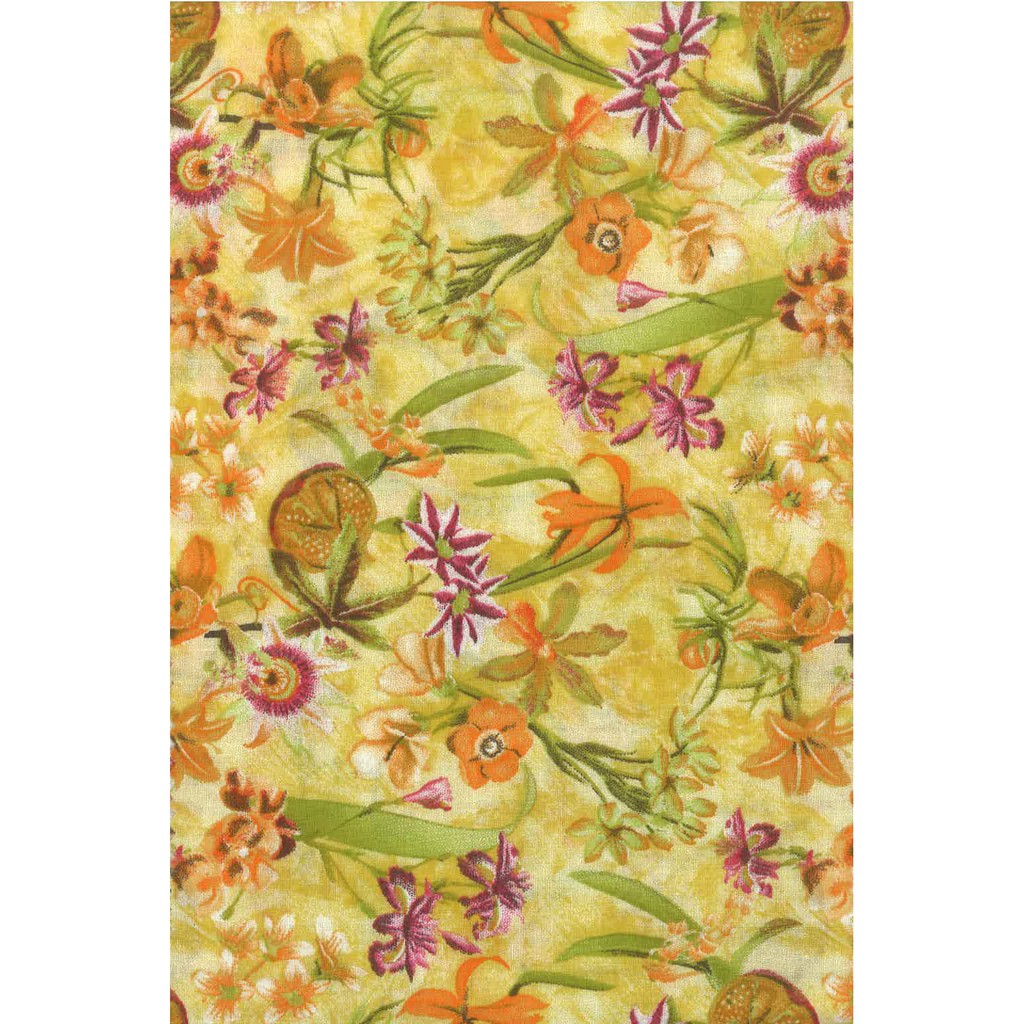 Bahan Kain Katun Premium Print Motif Bunga Kuning