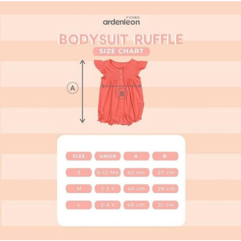 ARDENLEON Bodysuit with Ruffle Girl size 6-12M,1-2Y,2-3Y