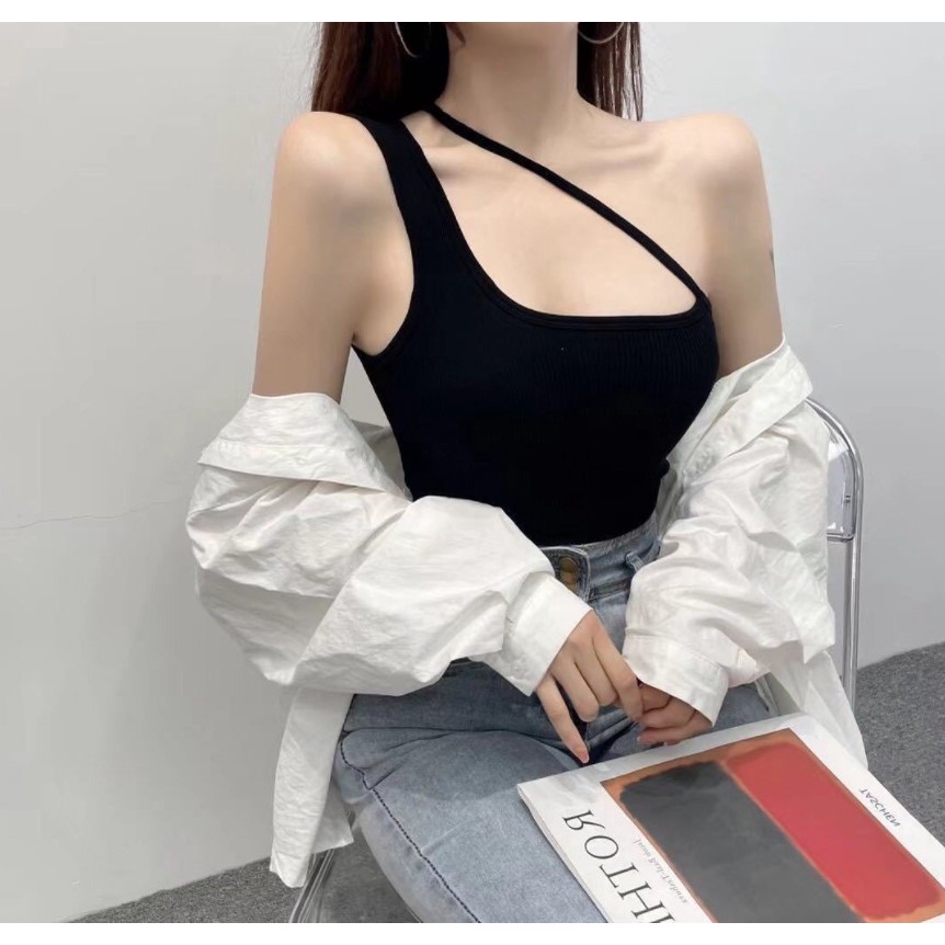 Tanktop 18 atasan crop top pakaian wanita dalaman cewek korea tank top dengan cup bra-3
