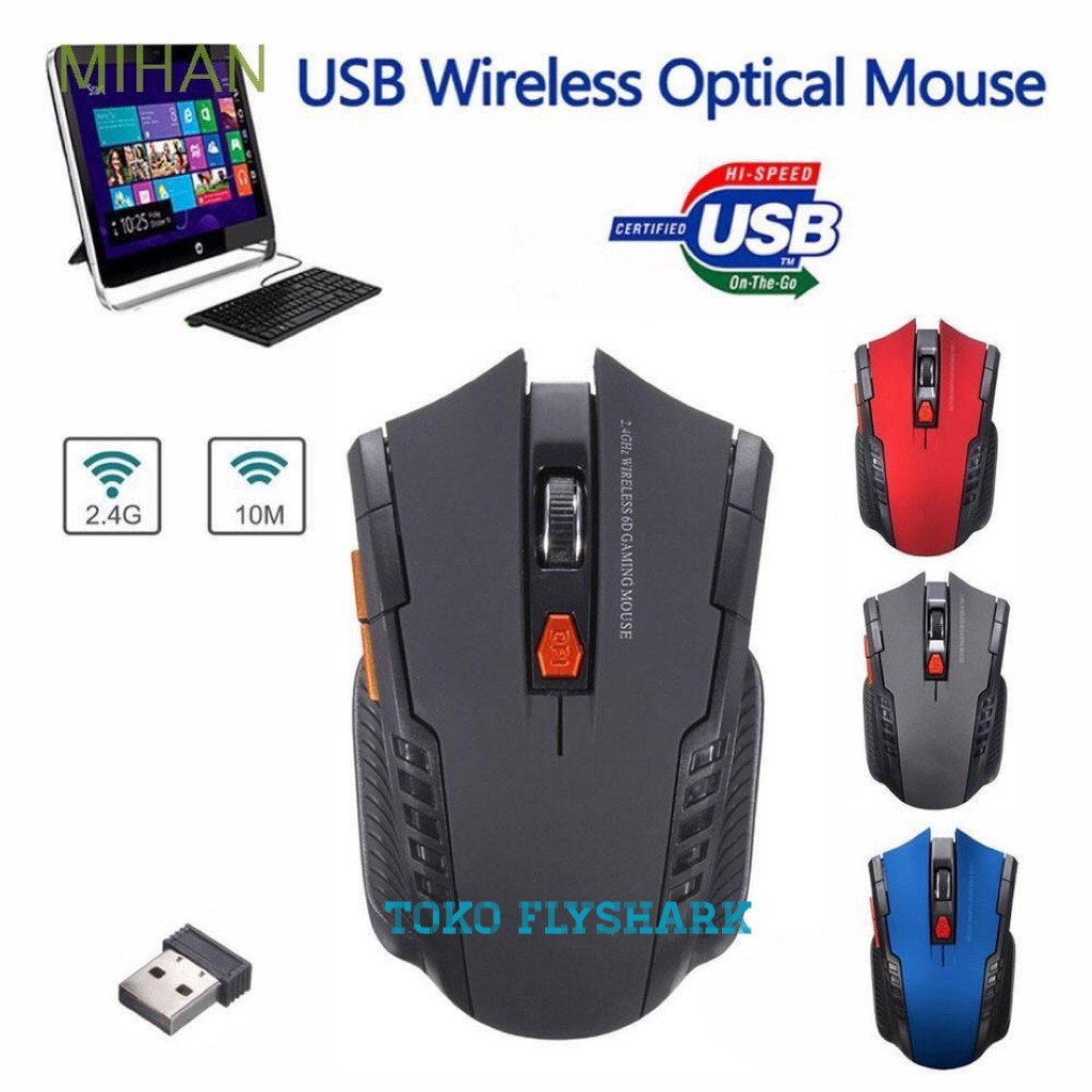 MOUSE WIRELESS GAMING MOUSE 6D USB 2.4GHz FOR HOME OFFICE USE