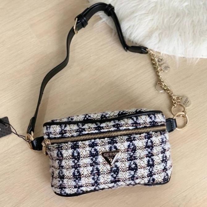 Tas Guess Ryan Cessily Tweed Belt Waist Shoulder Bag