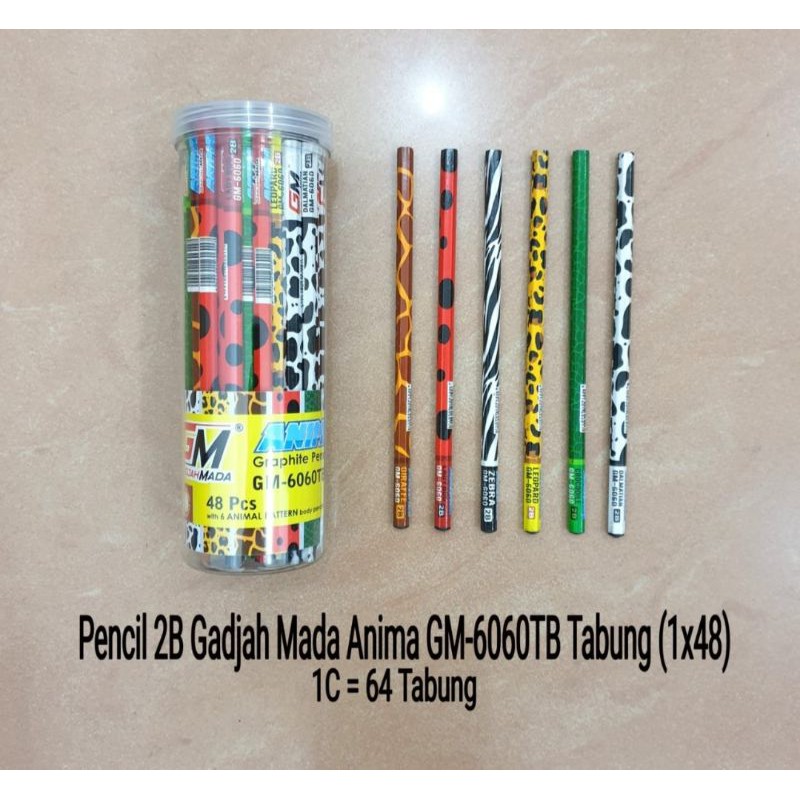 

Pensil 2B Gadjahmada corak Animal Tabung