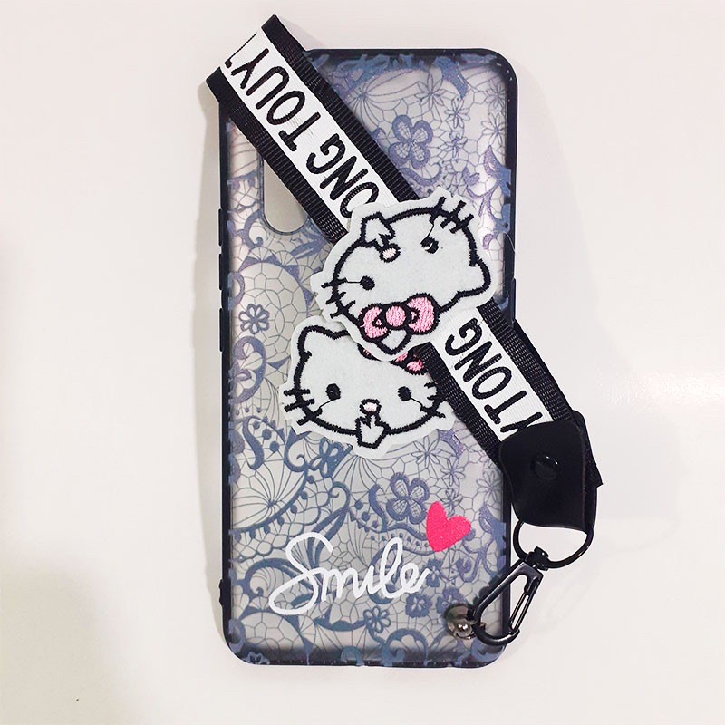 Case SAMSUNG A10 M10 A2 CORE A20E A50 M20 J1 ACE  Bordir Motif bunga  Plus Gantungan  lanyard