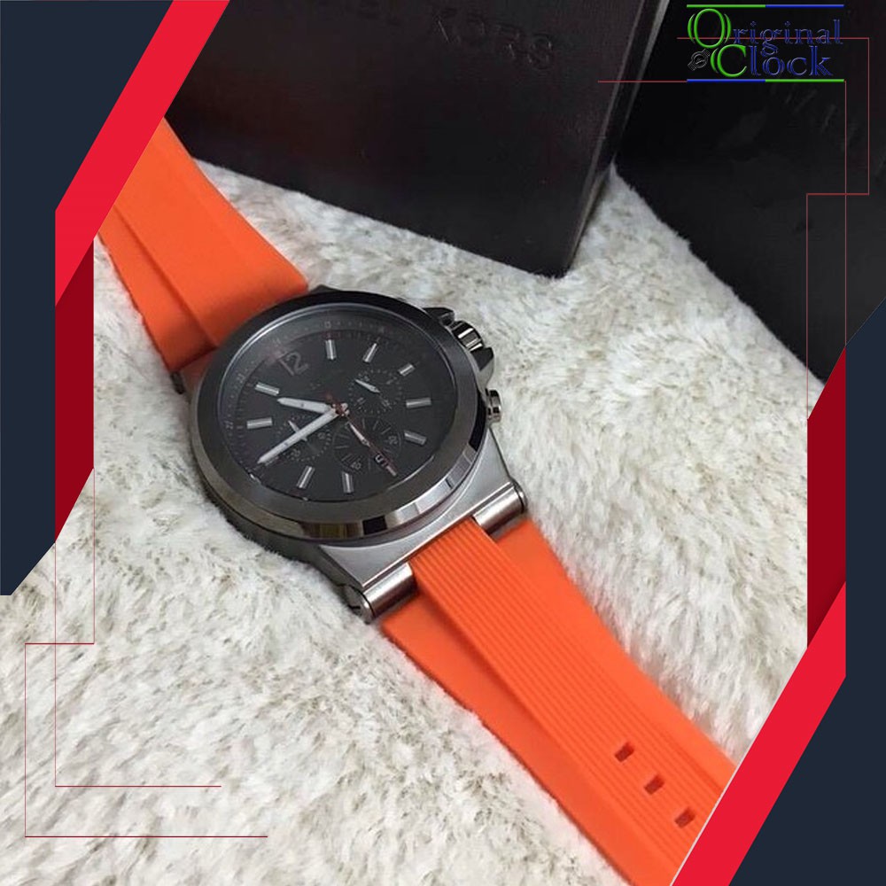 MICHAEL KORS DYLAN ORI MK8296 RUBBER STRAP STAINLESS STEEL BLACK CASE