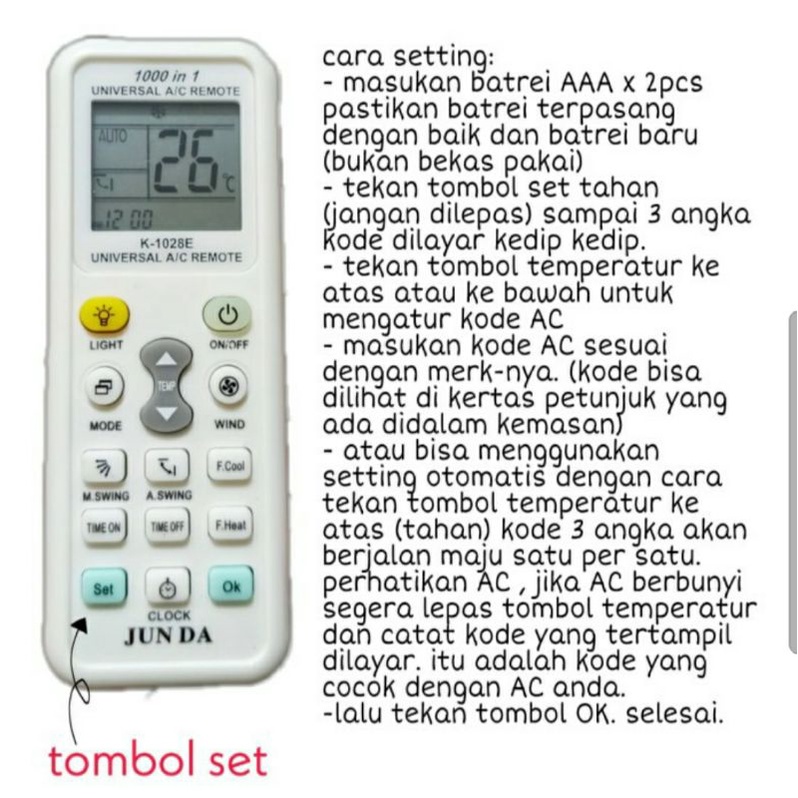 REMOTE AC MULTI /UNIVERSAL JUN DA K-1028E