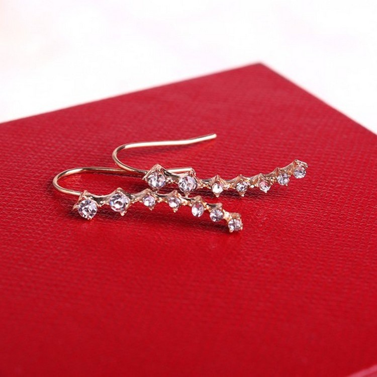 Korea fashion anting-anting deretan 7 berlian rhinestone bertatahkan bintang telinga kancing Eropa d