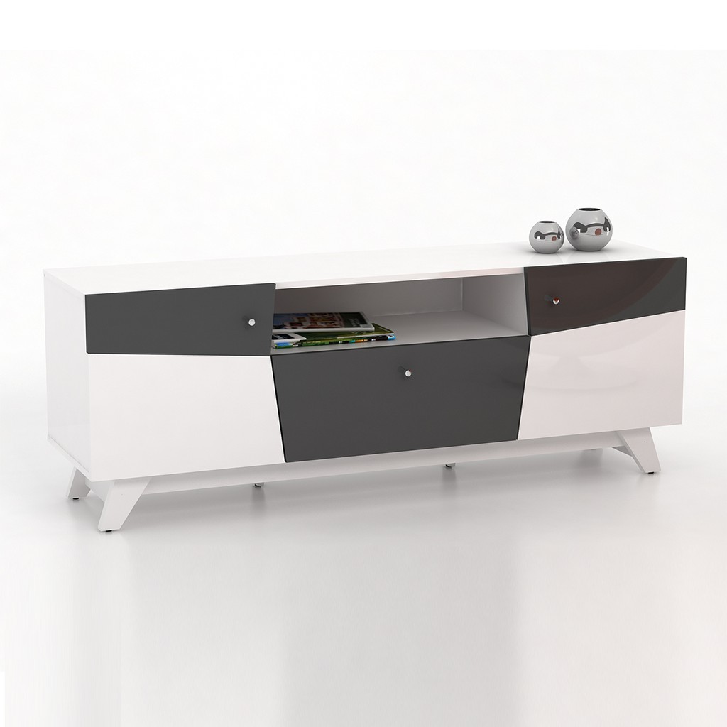 Pro Design Vector Sideboard - White Glossy - Grey Glossy