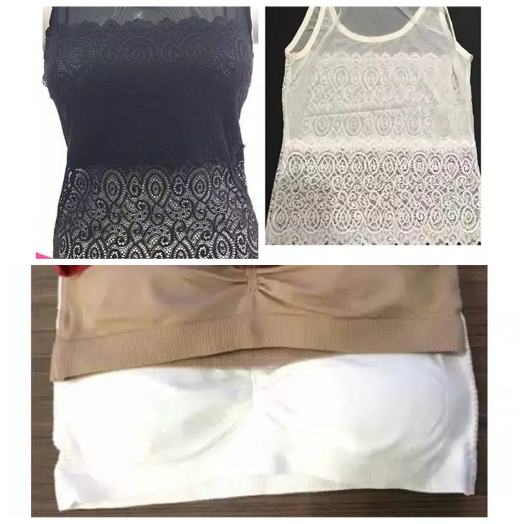 KORSET.ID - [2 IN 1] Tanktop Brukat C-8654 / TANKTOP WANITA + Bra Kemben Atasan Polos Pendek