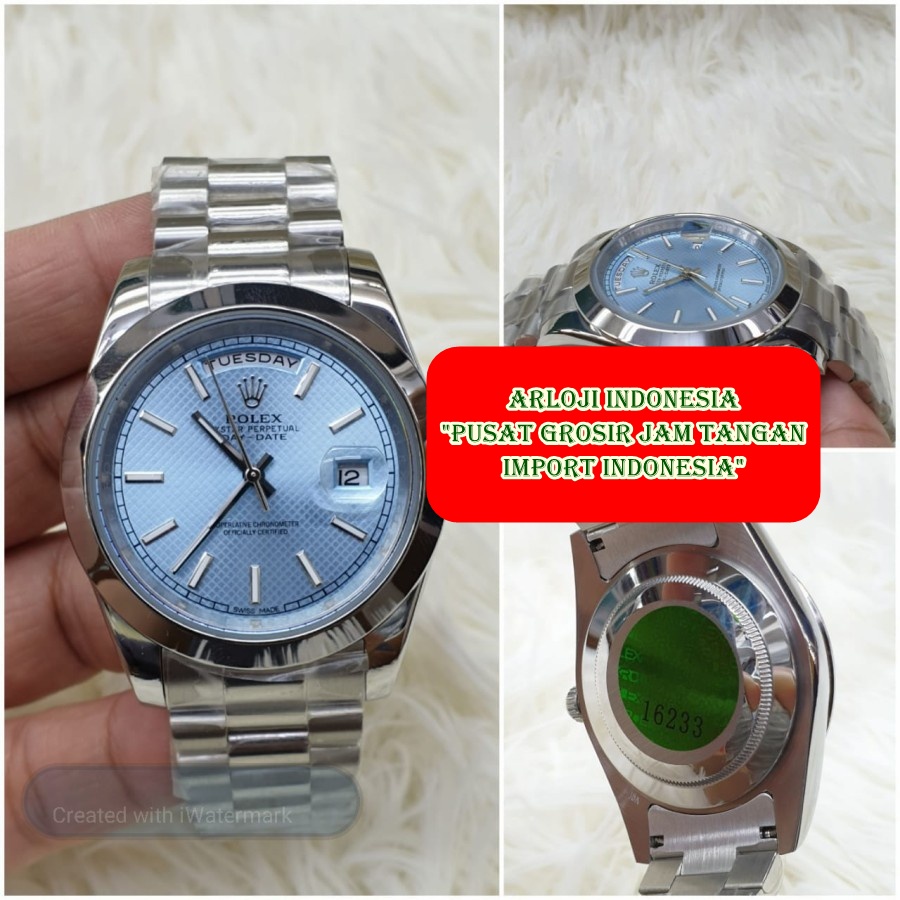 Diskon Jam Tangan Pria ROLEX DayDate President Blue 40mm Garansi 1th