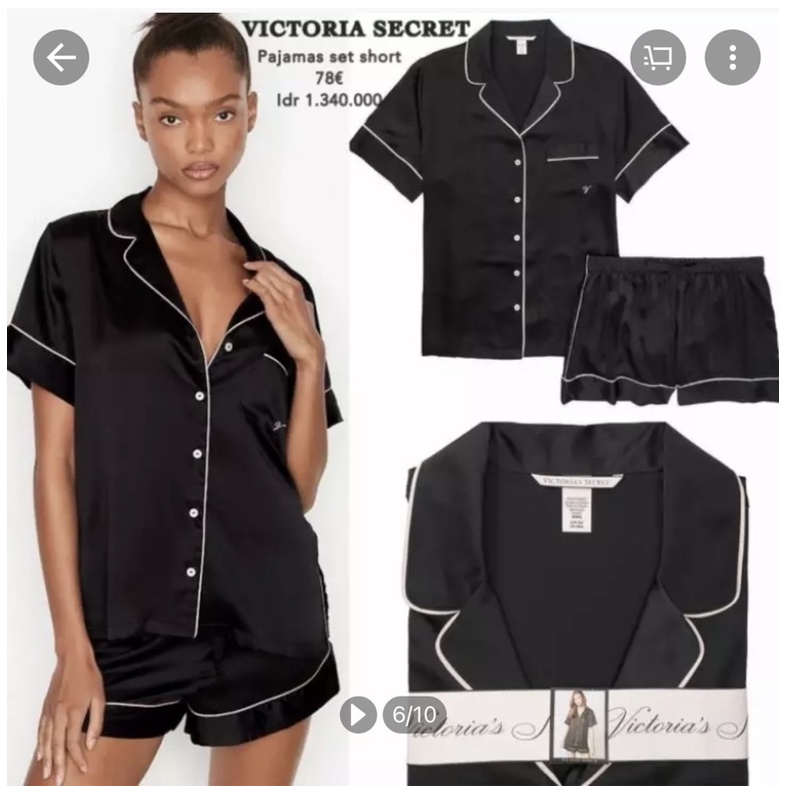 victoria secret's original pajamas baju tidur satin 100%