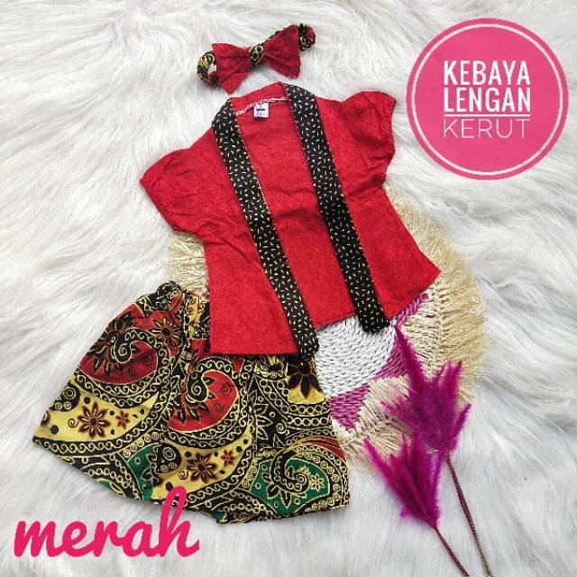 Kebaya anak kutubaru anak batik anak merah kuning