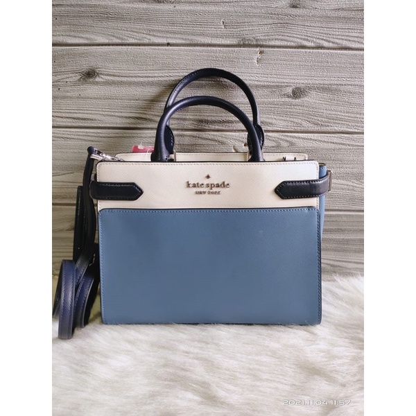 tas Kate spade medium staci satchel niagara blue multi
