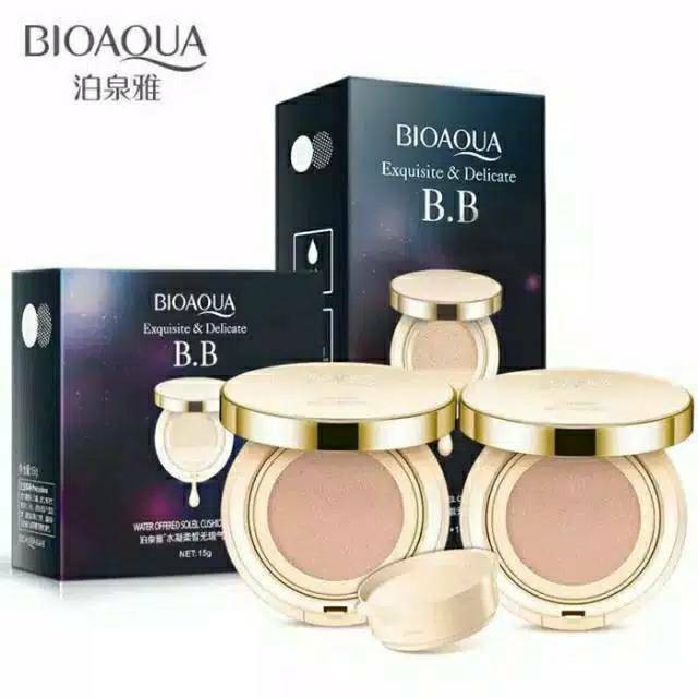 [Bayar Di Tempat] Bioaqua BB Gold Cream Cushion 2 in 1 + Refill ( Berat 156 Gram )