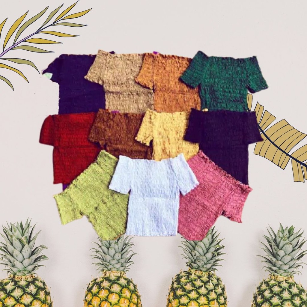 Sabrina Kerut Crop Pakaian Sabrina Wanita