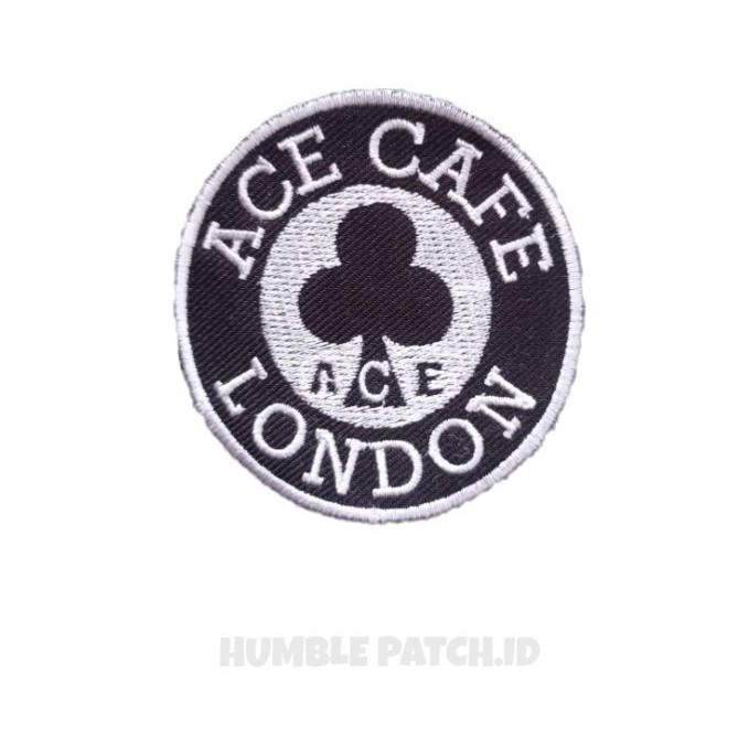 Patch Emblem Bordir Ace Cafe London Logo Outline Putih