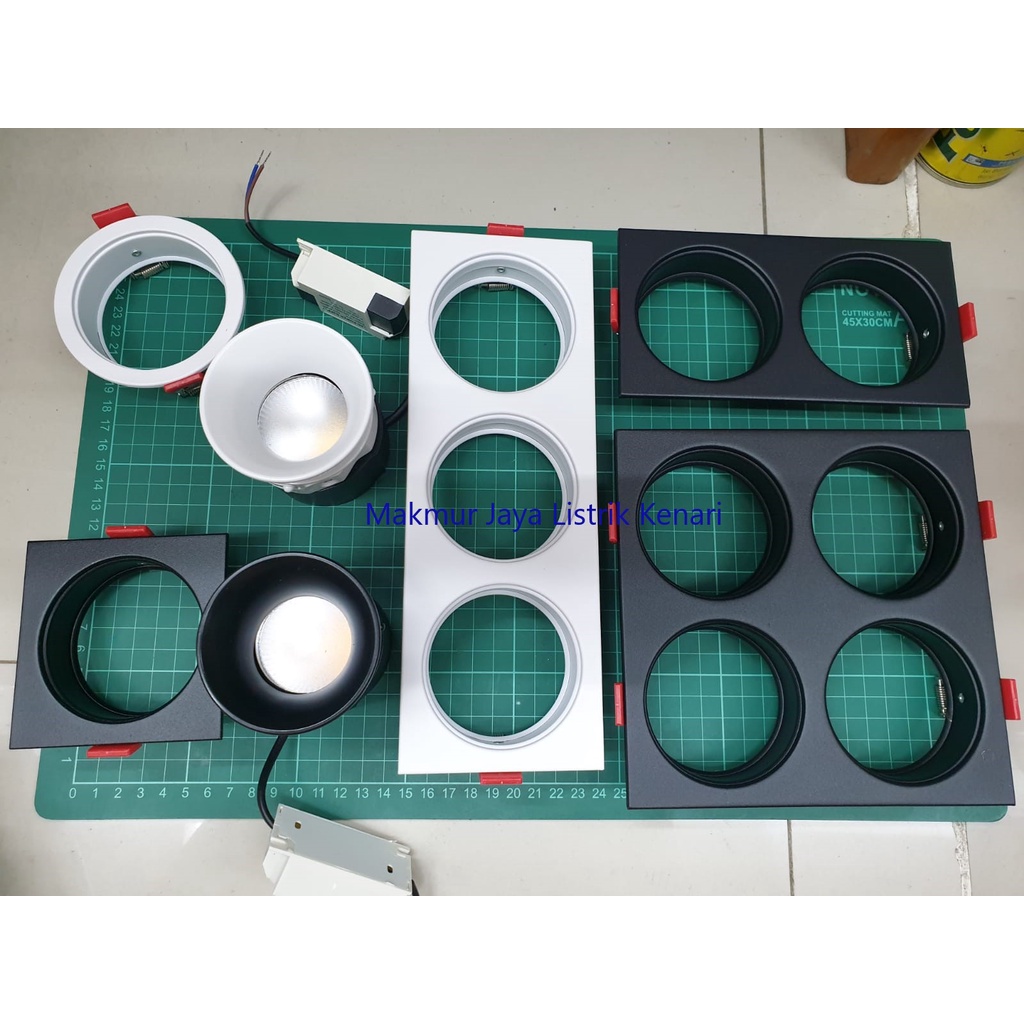 Module LED 12 Watt Rumah Module Kap Lampu 12W Hitam Putih Kotak Bulat