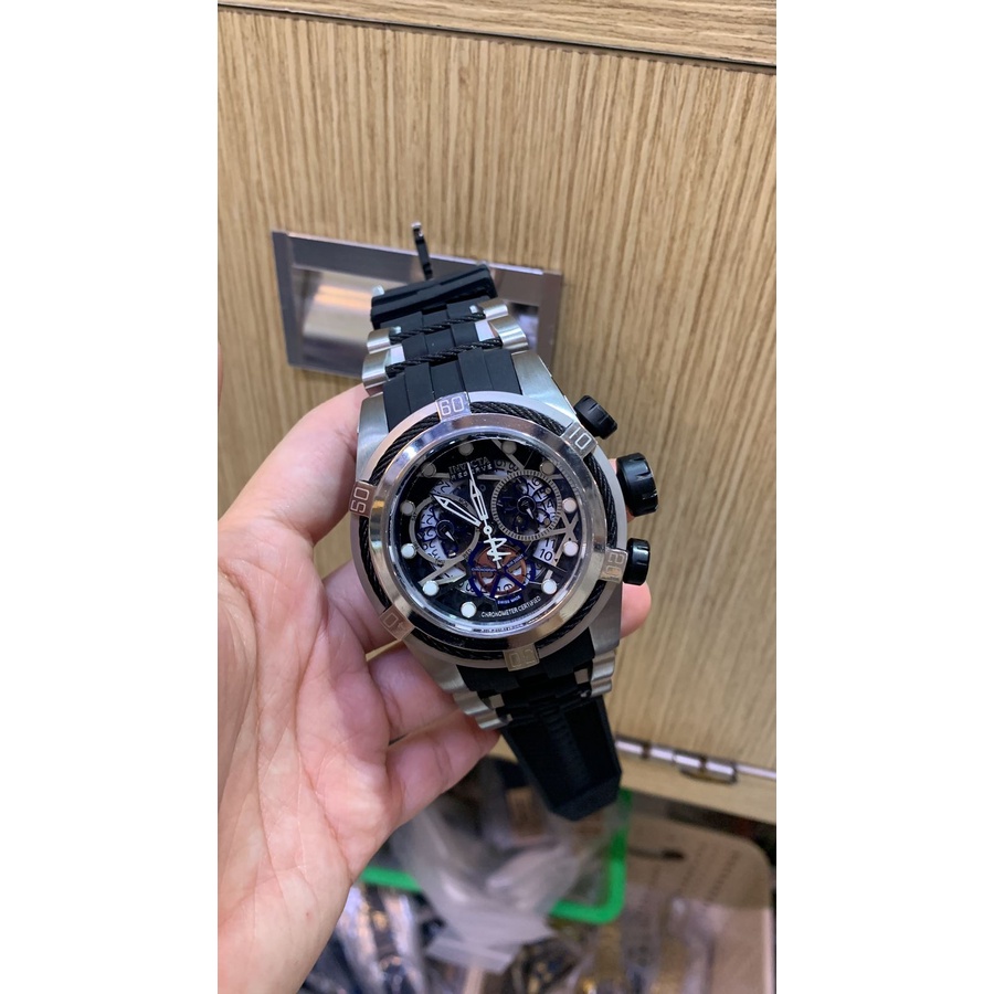FLASH SALE JAM TANGAN REAL INVICTA BOLT RESERVE SILVER 52MM QUARTZ RUBBER JAM TANGAN PRIA KASUAL IMP