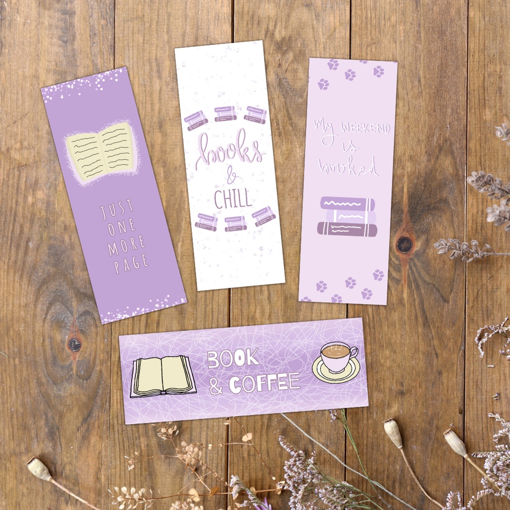 

Bookmark Set: Lilac | Pembatas Buku Premium Waterproof Aesthetic