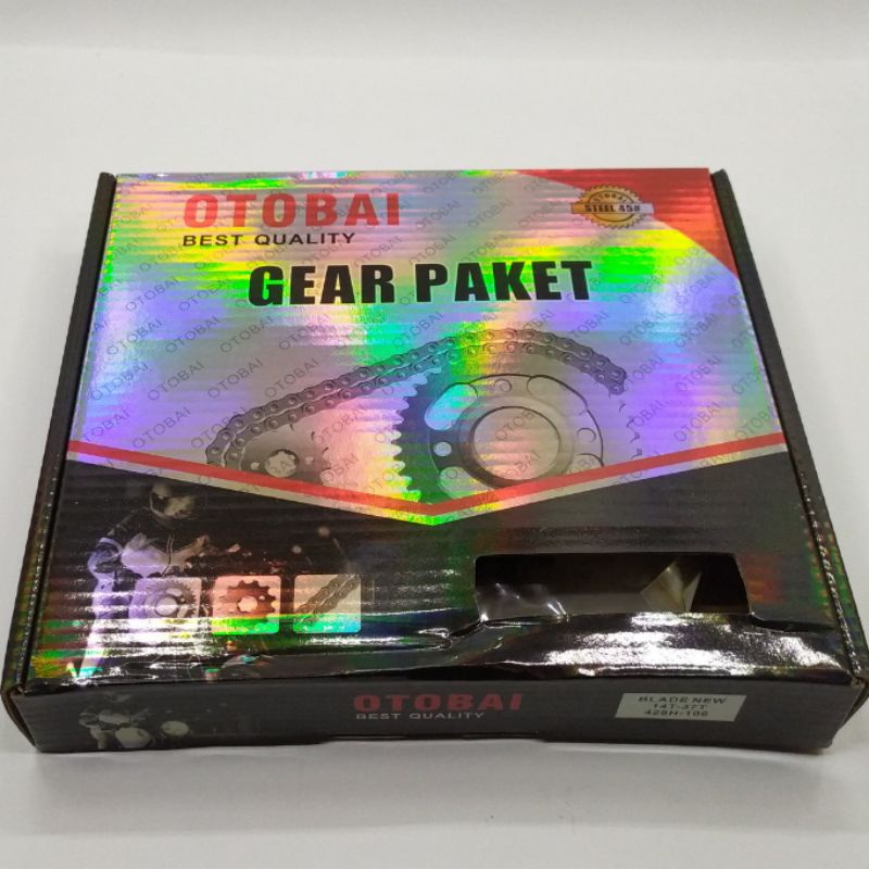 Otobai Gear Paket Revo Absolute, Revo Fit, Blade, Blade New  Gear Depan 14T Gear Belakang Rantai 37T-4
