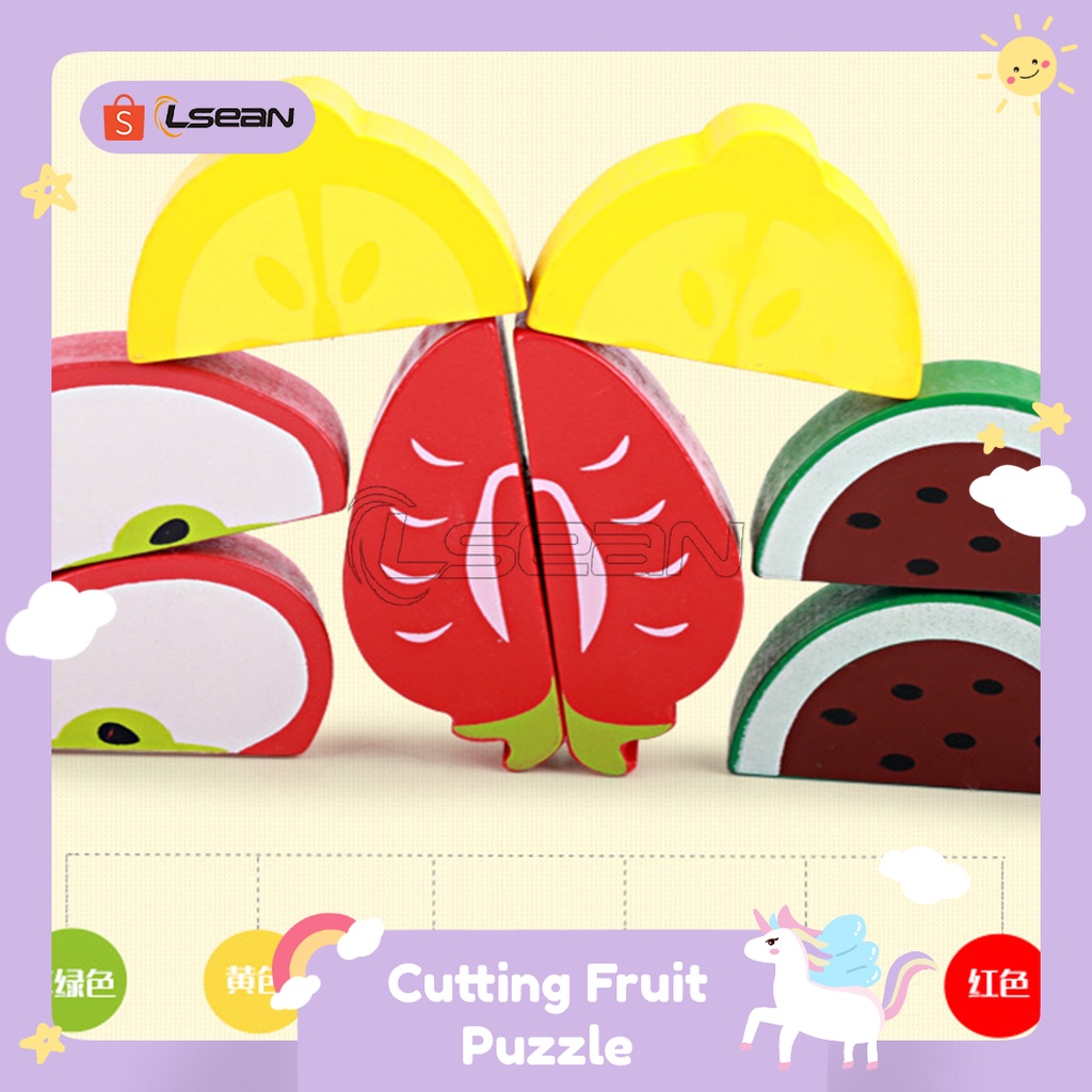 KITCHEN PLAYHOUSE | MAINAN LUCU EDUKASI PUZZLE KAYU POTONG BUAH DAN SAYUR