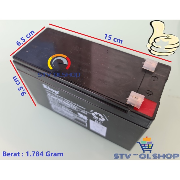 Accu 12 V / Aki Battery Kering 12V 7,2 Ah Klop