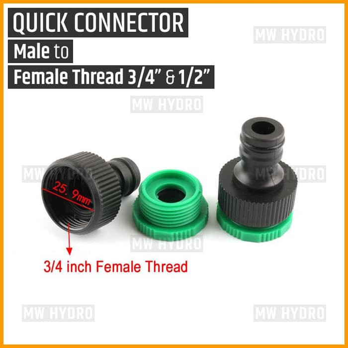 Quick Connector Male to Female Thread 3/4 &amp; 1/2 inch, Konektor Kerans