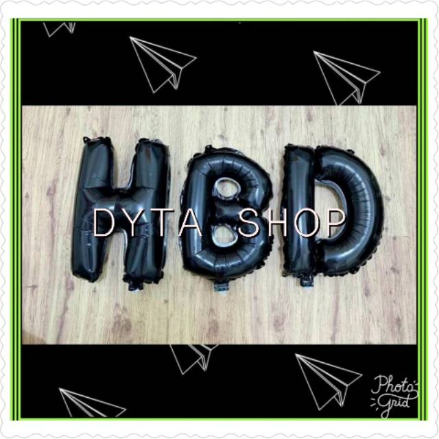 BALON FOIL HURUF HITAM (HBD)