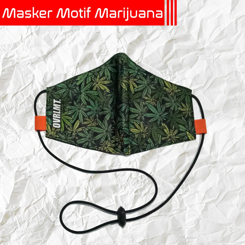 Masker overlimit Marijuana masker Kain Pria Wanita Cowok Cewek hijab Tali Karet Elastis 3 PLY