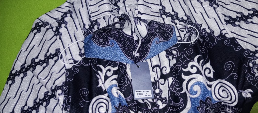 Maginot Kemeja Batik 2.0 Danindra-ss Motif Timbul Lengan Pendek Pria + Free Masker