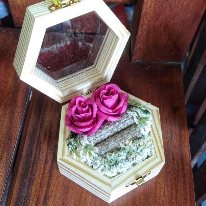 Paling Dicari.. KOTAK CINCIN  || RING BOX ||  KOTAK KAYU Jati Belanda  || CINCIN TUNANGAN  || HEXA K