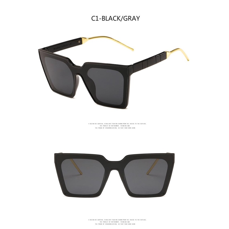 Fashion one-piece big frame square retro personality street shooting men and women sunglasses