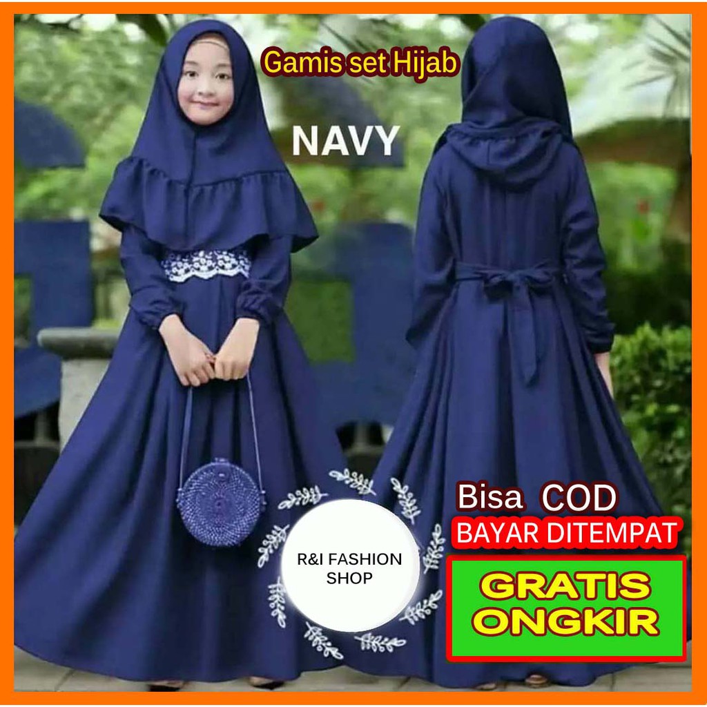 Gamis Anak Set Hijab Kerudung Usia 4 5 tahun Dress Murah Gamis Anak TK